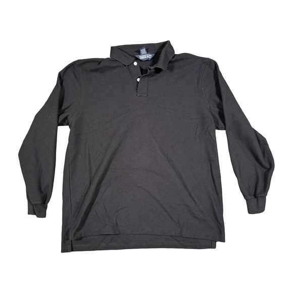 Lands' End Other - Lands End Mens XL Long Sleeve Polo Shirts Black Cotton Made in USA Vintage